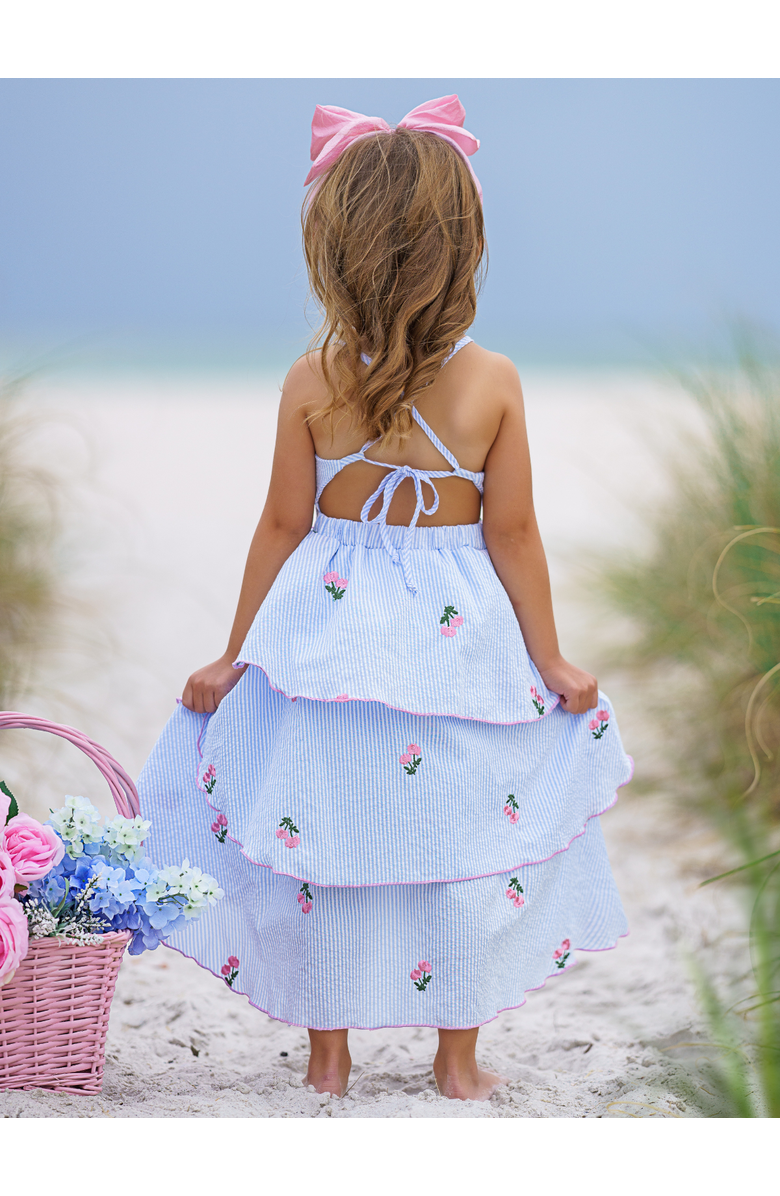 Mia Belle Girls Pretty Petal Southern Belle Tiered Dress, Alternate, color, Blue