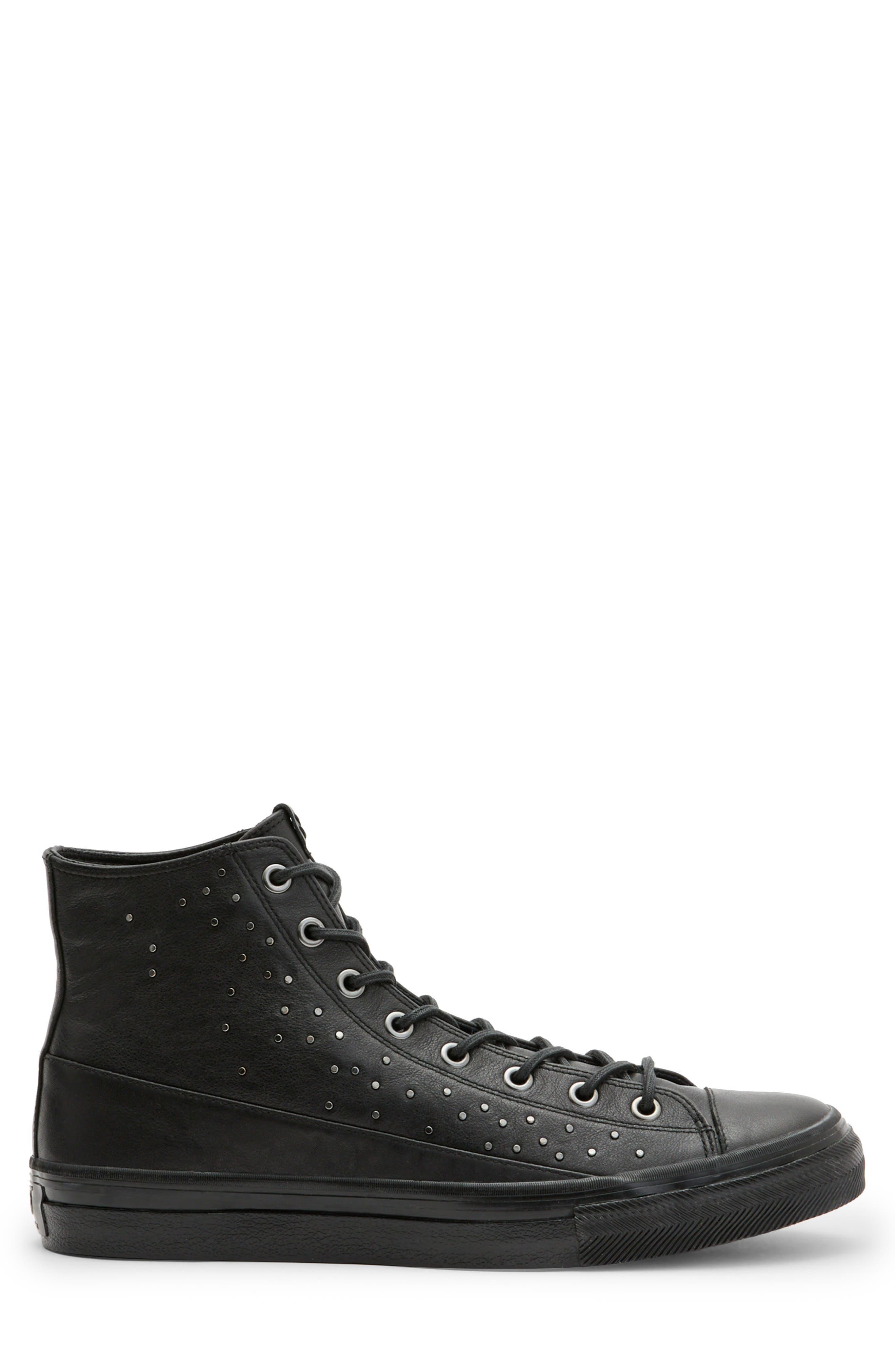 John Varvatos 315 Vulcanized Studded High Top Sneaker, Alternate, color, Black