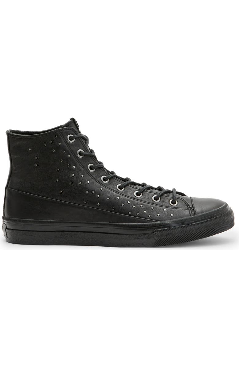 John Varvatos 315 Vulcanized Studded High Top Sneaker, Alternate, color, Black