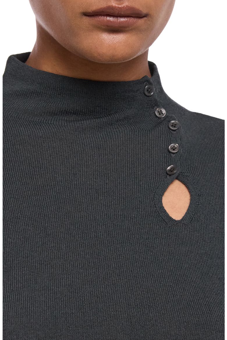 Cutout Wool Blend Rib Sweater, Alternate, color, FOREST NIGHT