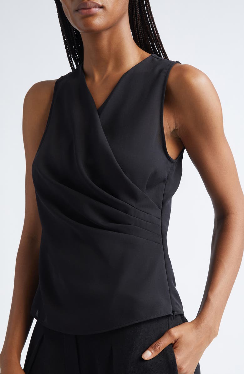 Emporio Armani Faux Wrap Shell, Alternate, color, Solid Black