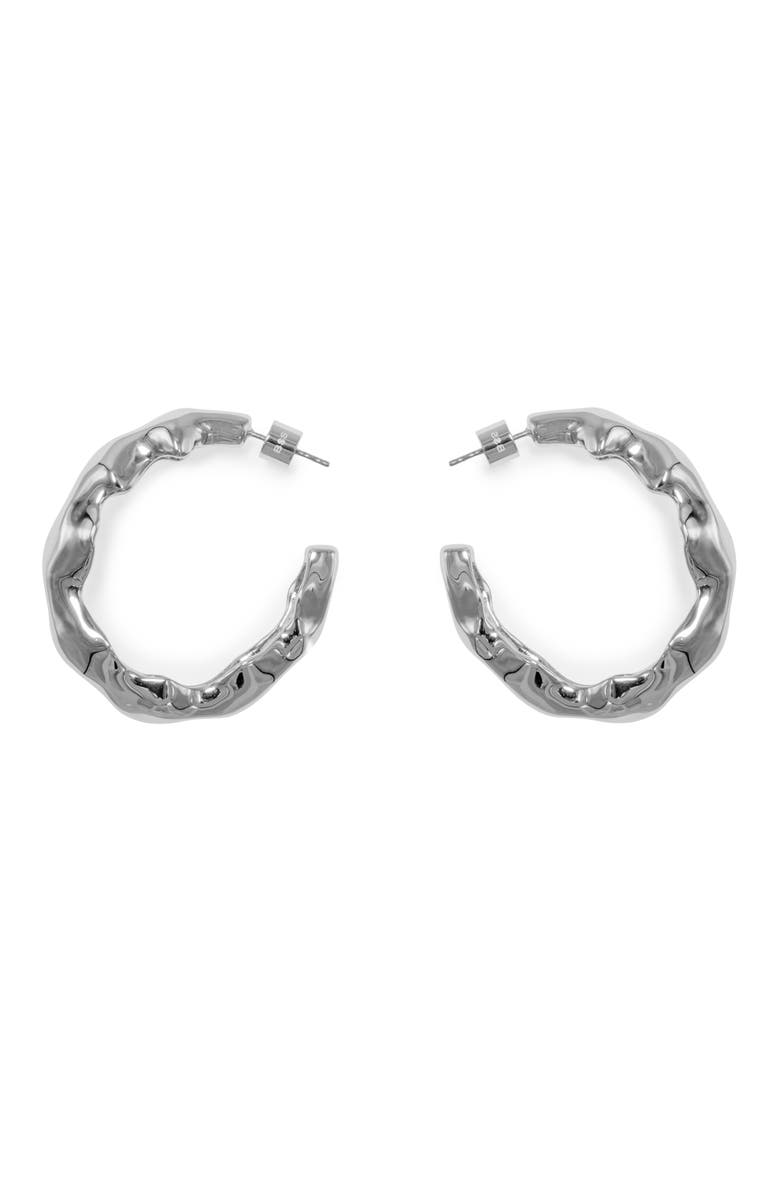 BLACK SUEDE STUDIO Las Hoop Earrings, Main, color, Silver