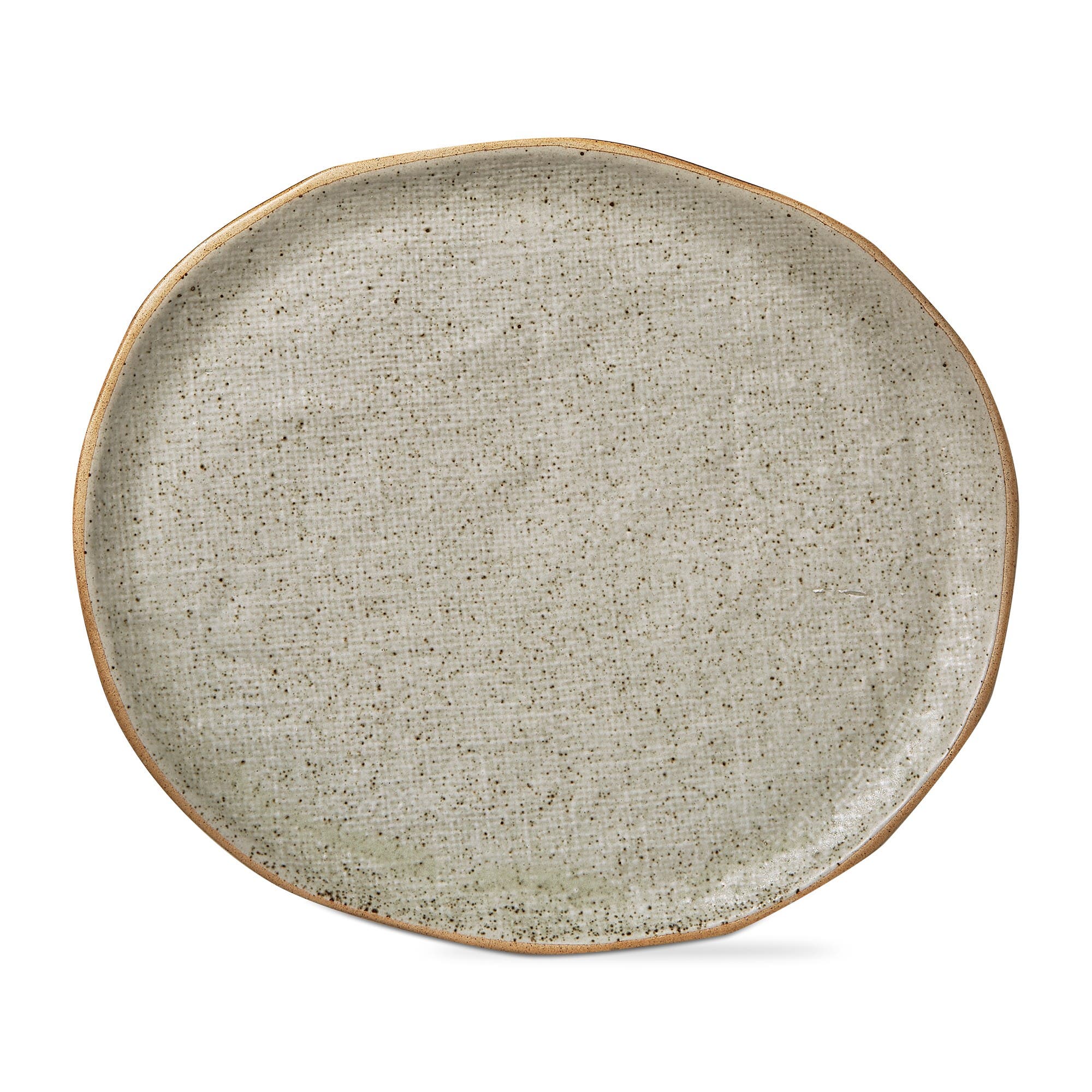 Tag Speckle Texture Glaze Serving Platter Taupe Brown Porcelain
