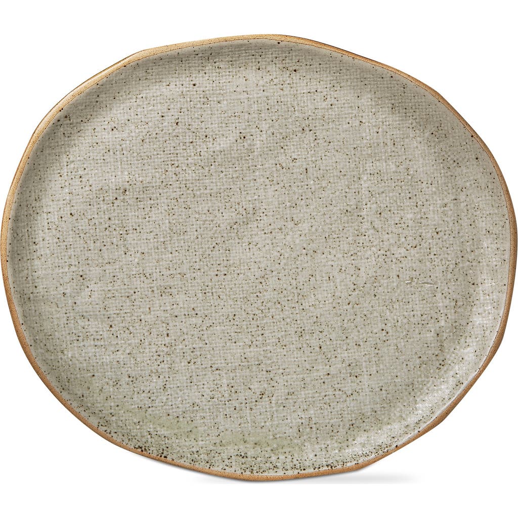 Tag Speckle Texture Glaze Serving Platter Taupe Brown Porcelain