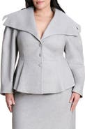ELOQUII Wide Collar Peplum Heathered Jacket