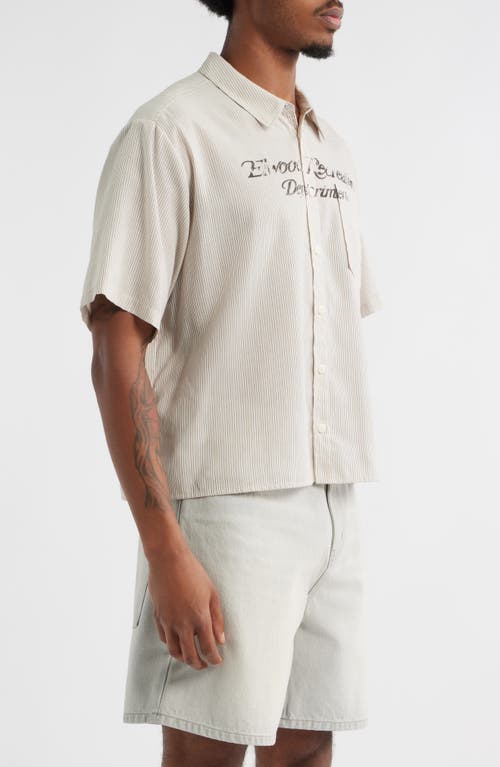Elwood Banquet Oversize Stripe Short Sleeve Button-up Shirt In Neutral