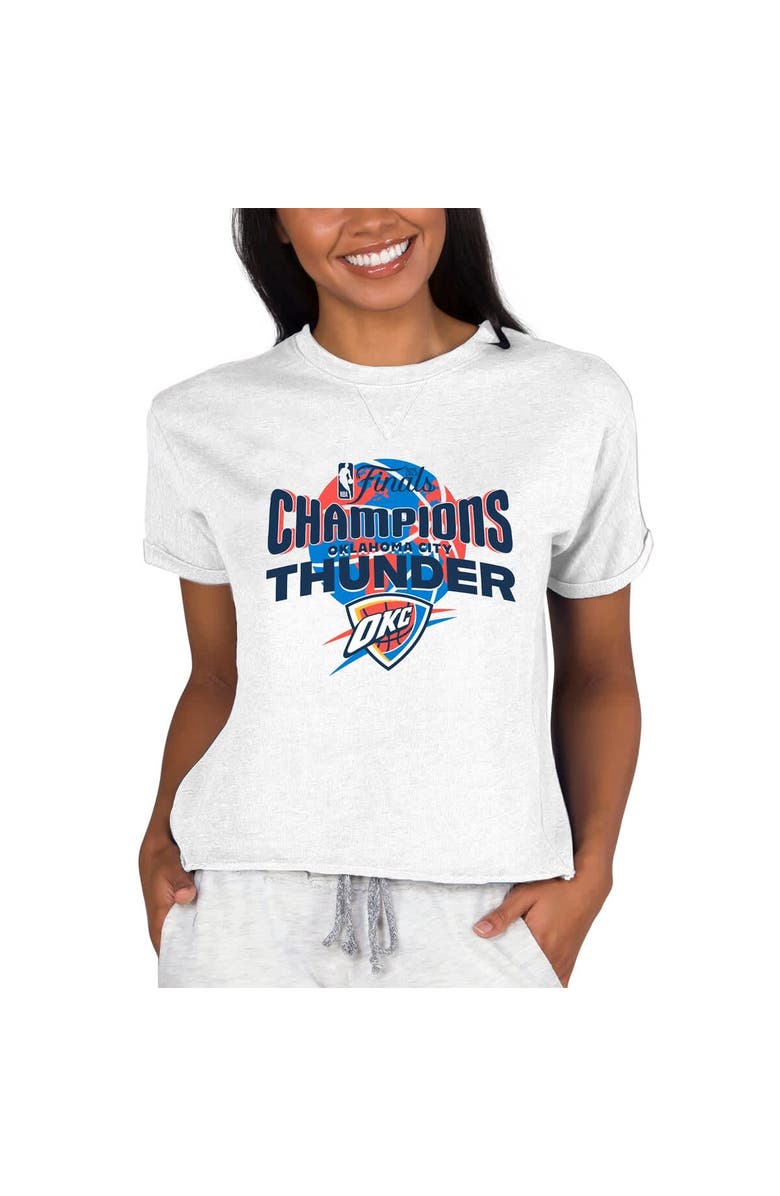 CONCEPTS SPORT Women's Concepts Sport  Oatmeal Oklahoma City Thunder 2025 NBA Finals Champions Mainstream Tri-Blend French Terry Lounge Top, Main, color, Oatmeal