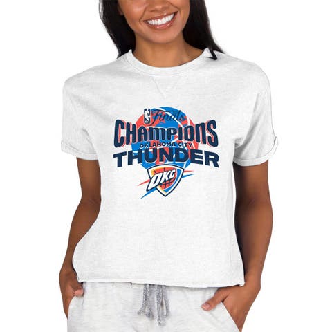 Women's Concepts Sport  Oatmeal Oklahoma City Thunder 2025 NBA Finals Champions Mainstream Tri-Blend French Terry Lounge Top