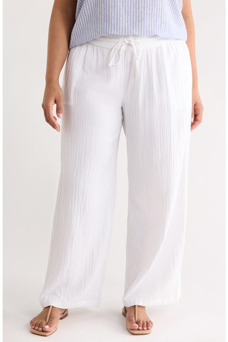 Wide Leg Cotton Gauze Pants, Main, color, WHITE
