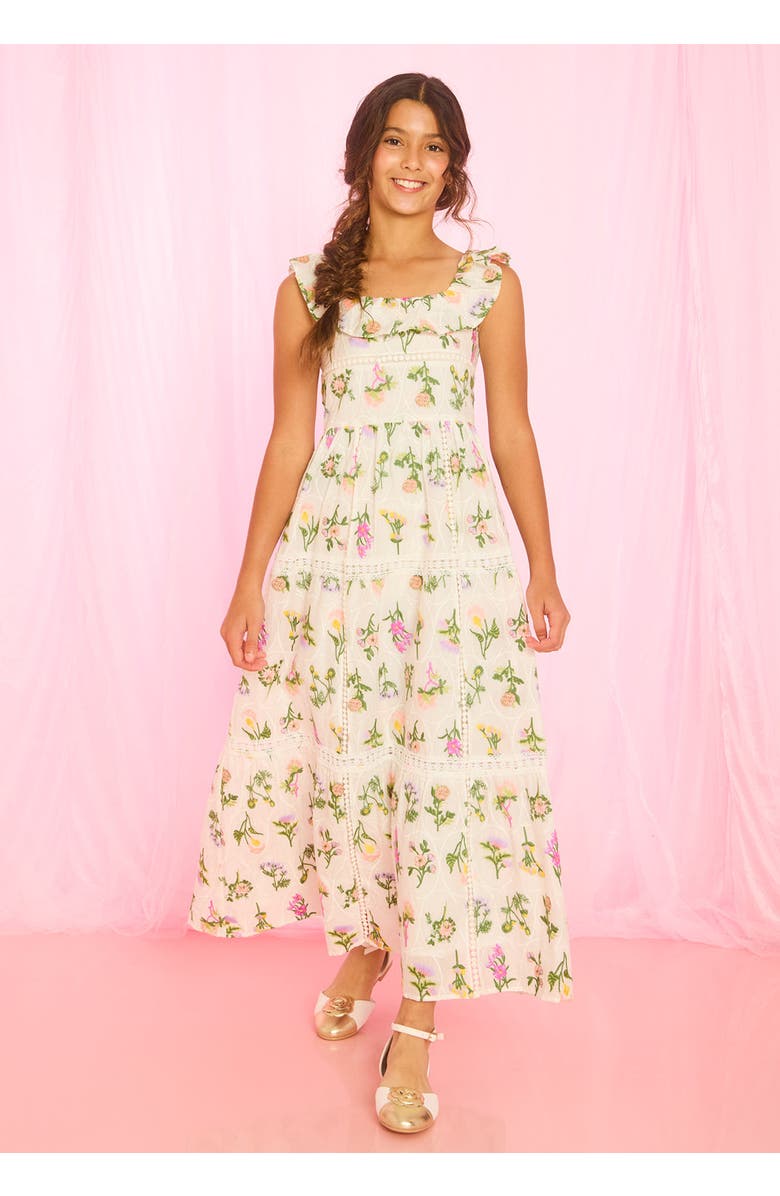 Marlo Kids Emely Frill Embroidered Maxi Dress, Alternate, color, Floral