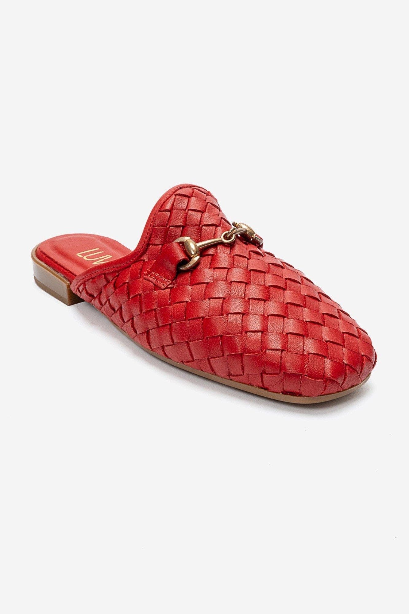 Senia Leather Woven Mule, Alternate, color, Red