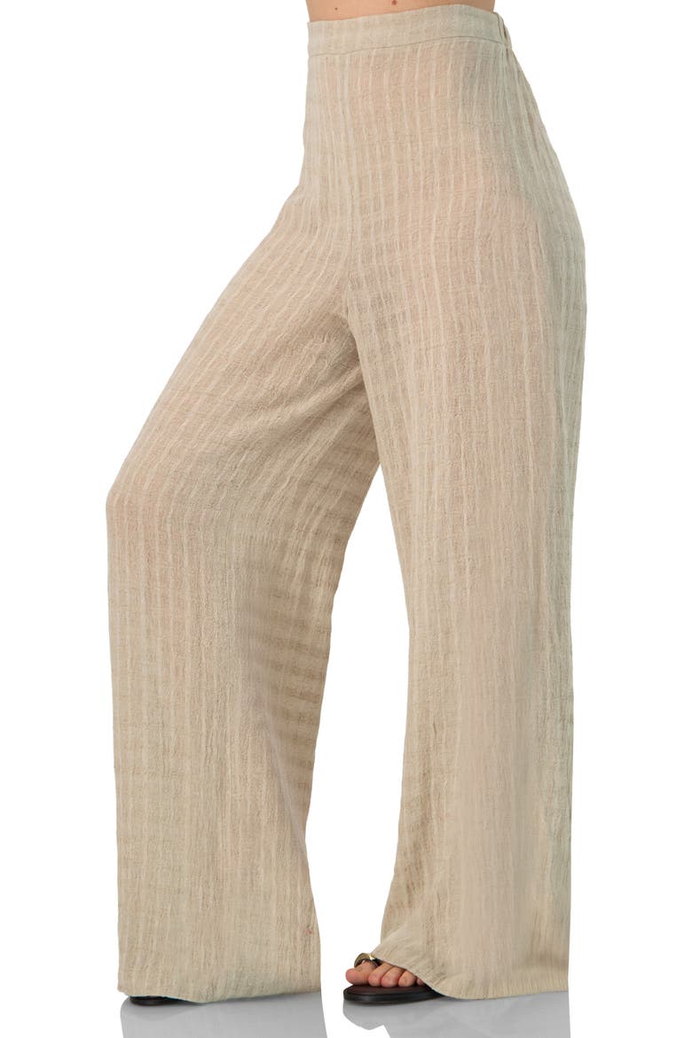 Wide-Leg Elastic Waist Pants, Alternate, color, Ivory