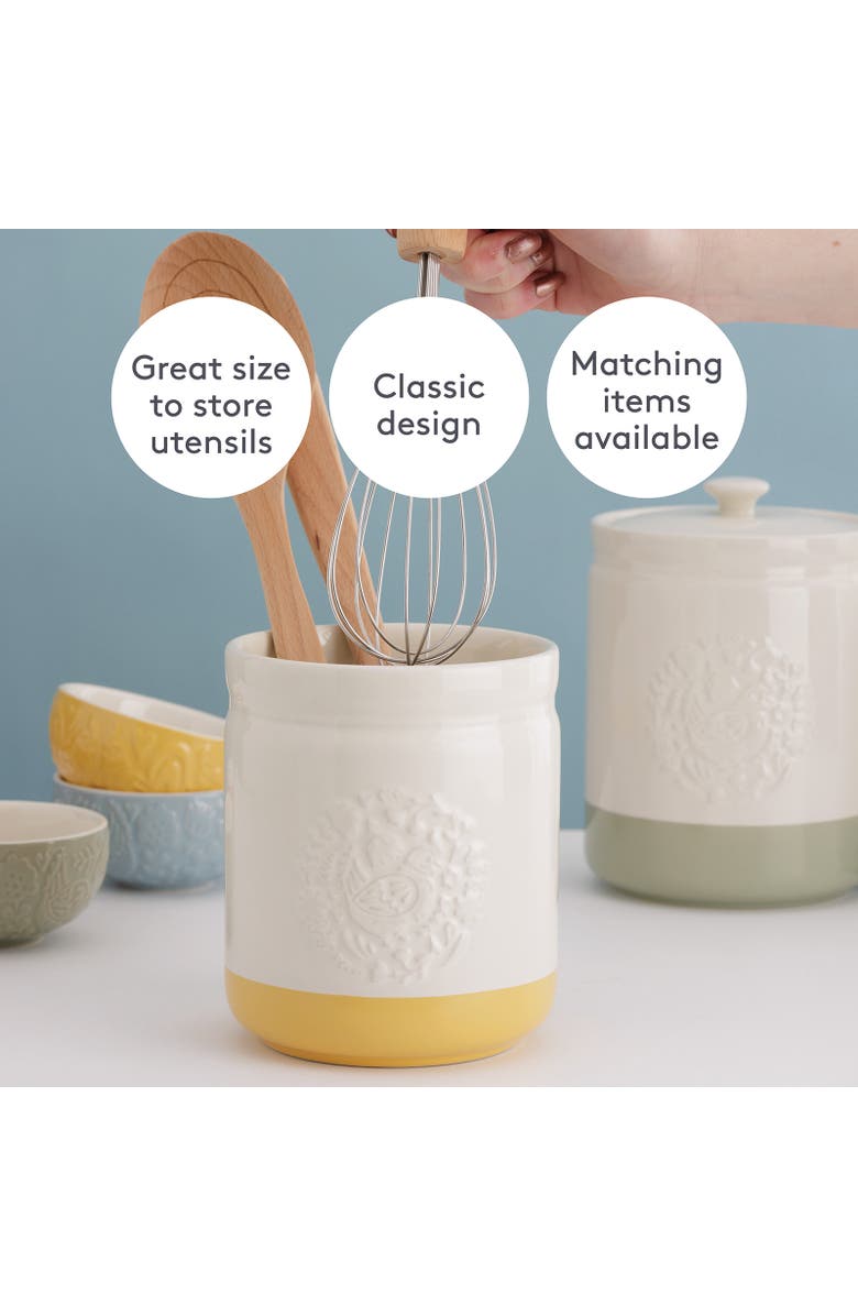 MASON CASH Home to Roost Utensil Crock, 6" x 5", Alternate, color, Yellow