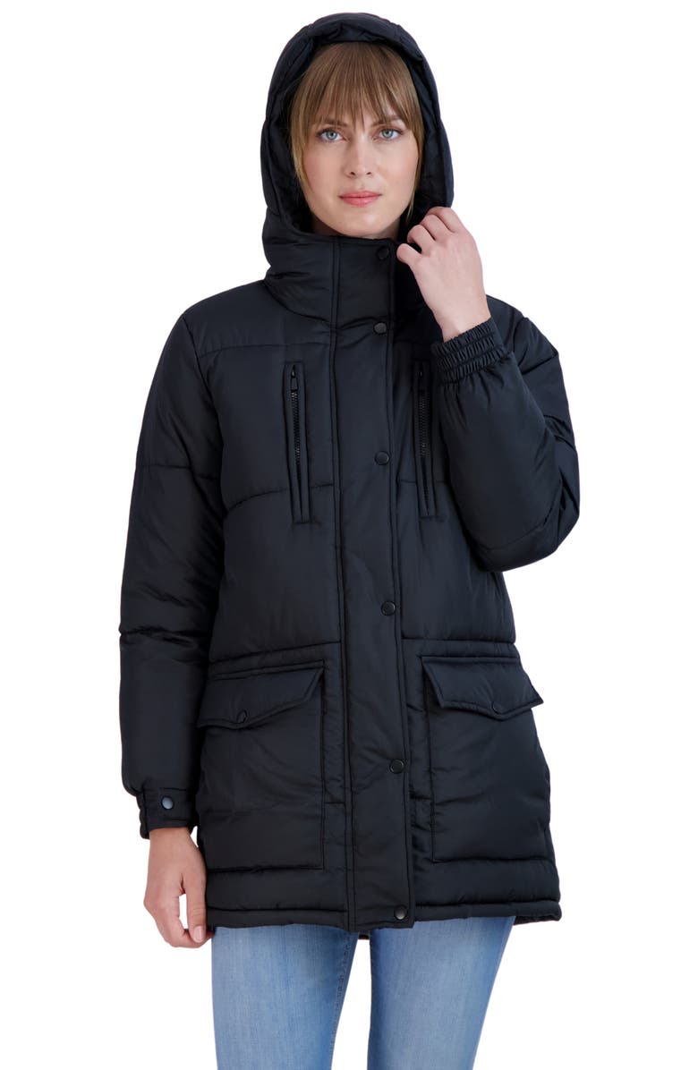 Sebby Water Resistant Puffer Jacket, Alternate, color, Black