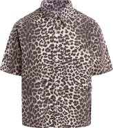 Hudson Jeans Rex Oversize Short Sleeve Cotton Poplin Button-Up Shirt