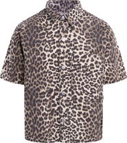 Hudson Jeans Rex Oversize Short Sleeve Cotton Poplin Button-Up Shirt