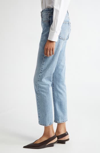 SS25【TOTEME】Washed Blue Organic Cotton Jeans High waist Twisted seam denim washed blue – TOTEME