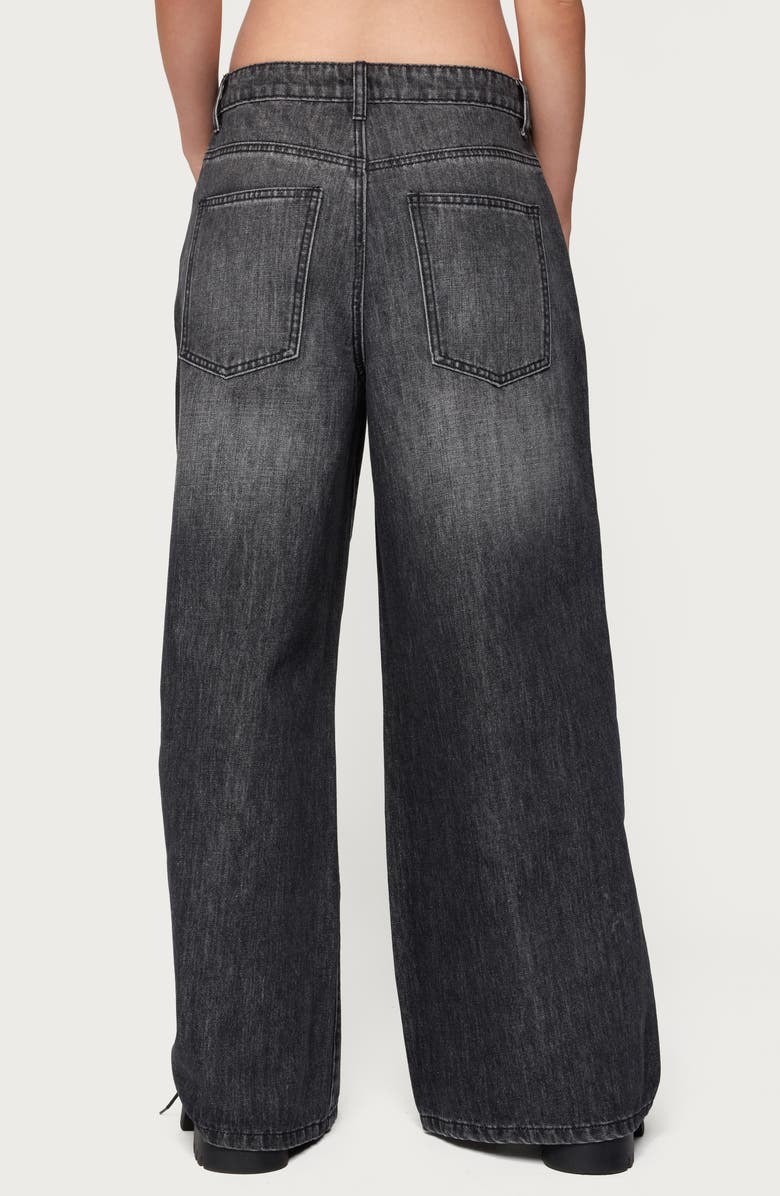 EDIKTED Skater Girl Washed Low Rise Wide Leg Jeans, Alternate, color, Gray-Washed