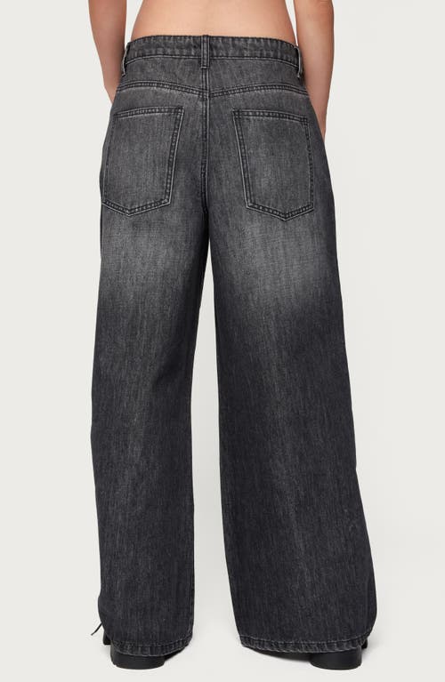 Edikted Skater Girl Washed Low Rise Wide Leg Jeans In Black