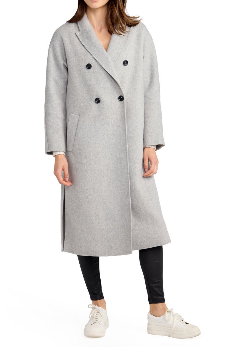 Guest List Oversize Double Breasted Wool Blend Coat, Main, color, GREY MARLE