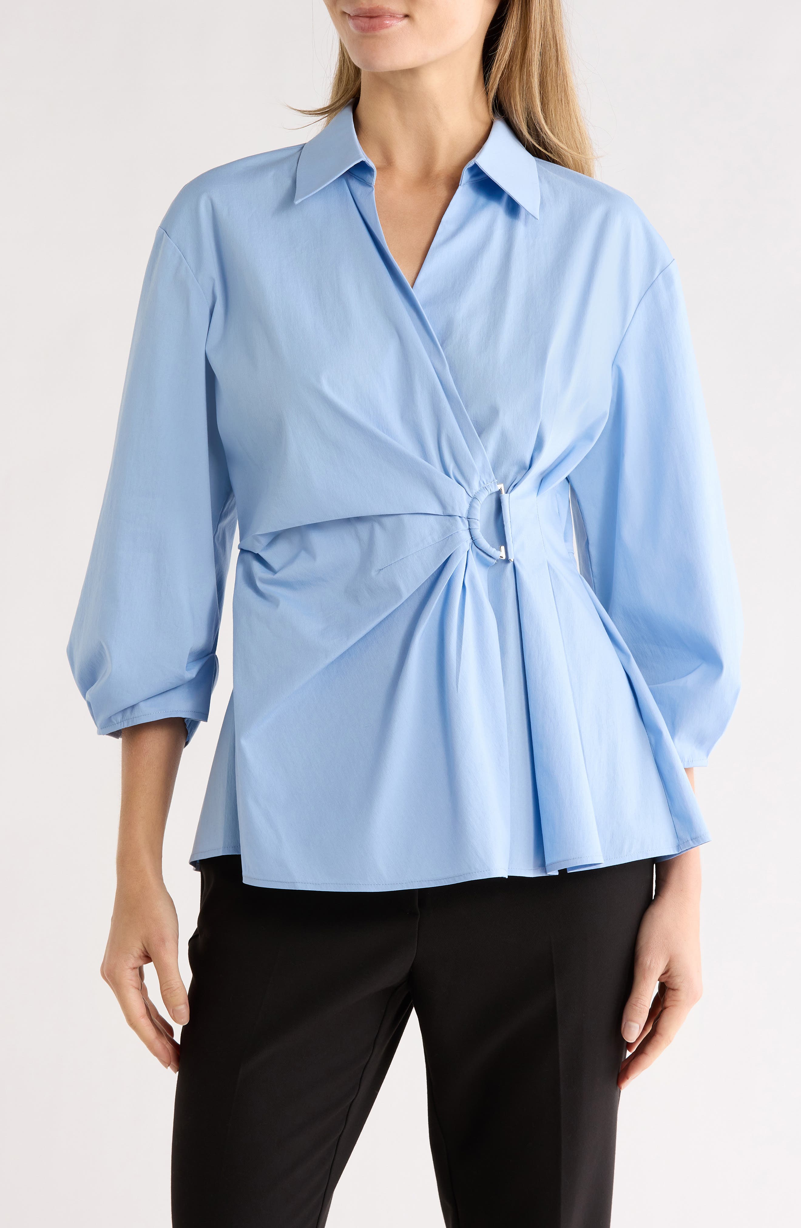 Draped D-Ring Faux Wrap Top - image 3
