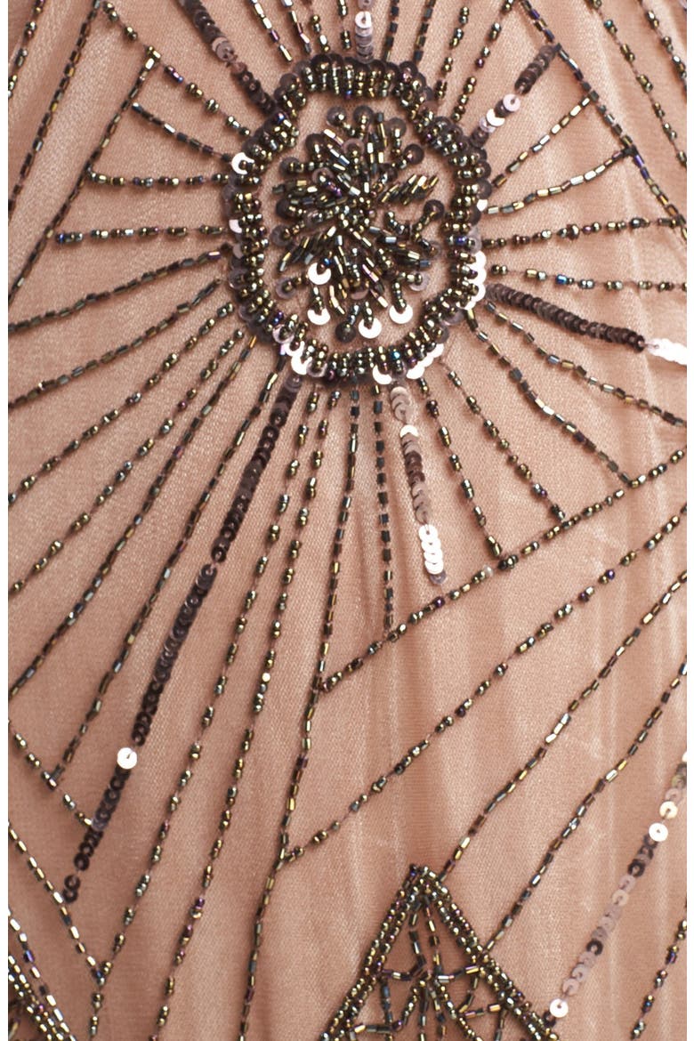 Beaded Mesh Gown, Alternate, color, LIGHT CHOCOLATE