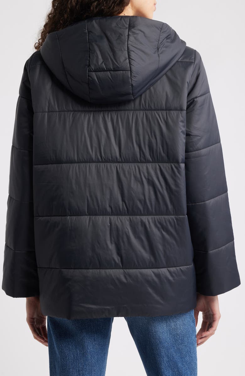 Eileen Fisher Hooded Puffer Jacket, Alternate, color, Black