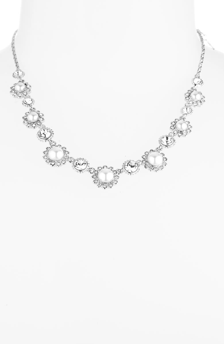Marchesa Imitation Pearl & Crystal Frontal Necklace, Alternate, color, 