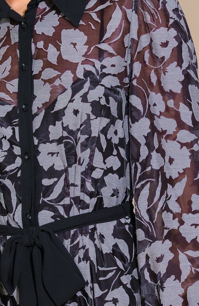 FLYING TOMATO Tie Waist Midi Shirtdress, Alternate, color, 