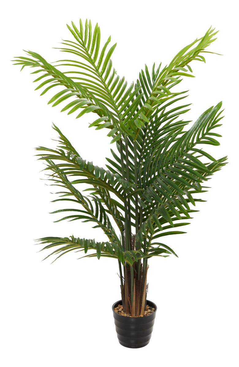 GINGER BIRCH STUDIO Green Faux Foliage Artificial Palm Tree, Main, color,