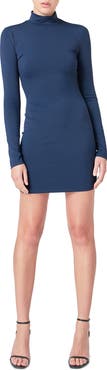 Endless Rose Mock Neck Long Sleeve Knit Minidress