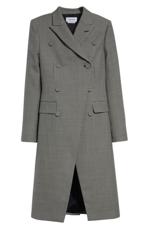 Alexander Mcqueen Wool Houndstooth Coat In Black/ivory