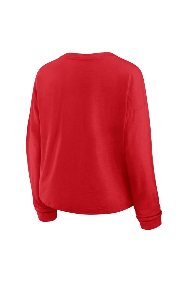 Women's Fanatics Red Washington Capitals Oversized All Out Effort Long Sleeve Henley T-Shirt, Alternate, color, Red