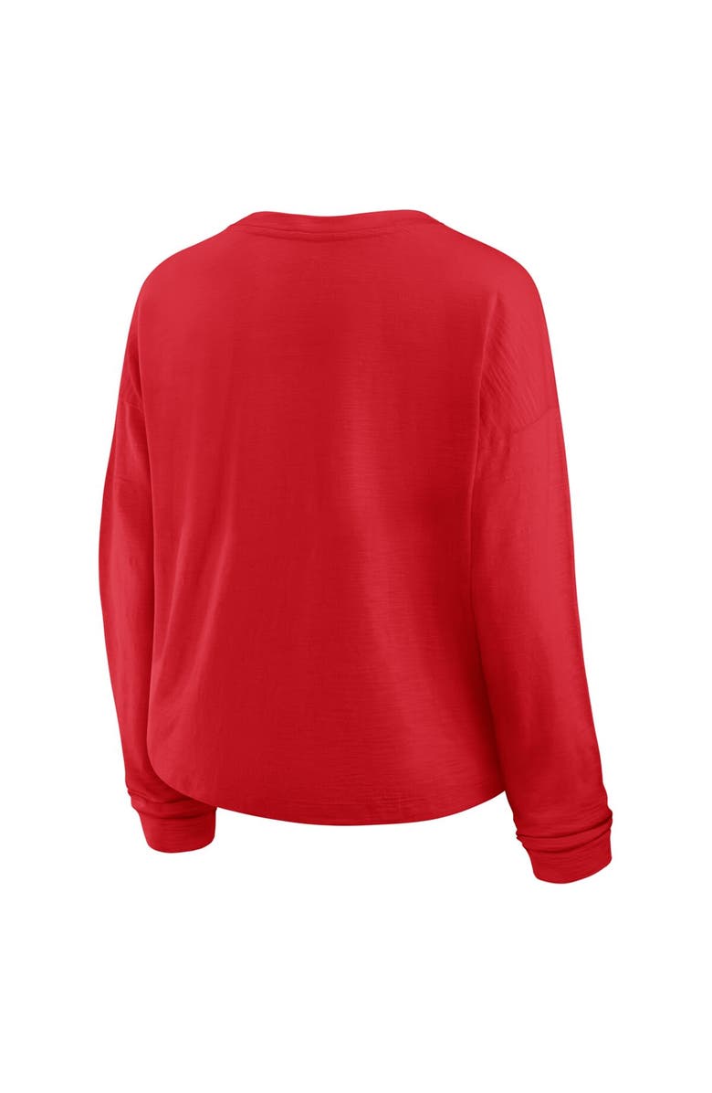 FANATICS Women's Fanatics Red Washington Capitals Oversized All Out Effort Long Sleeve Henley T-Shirt, Alternate, color, Red