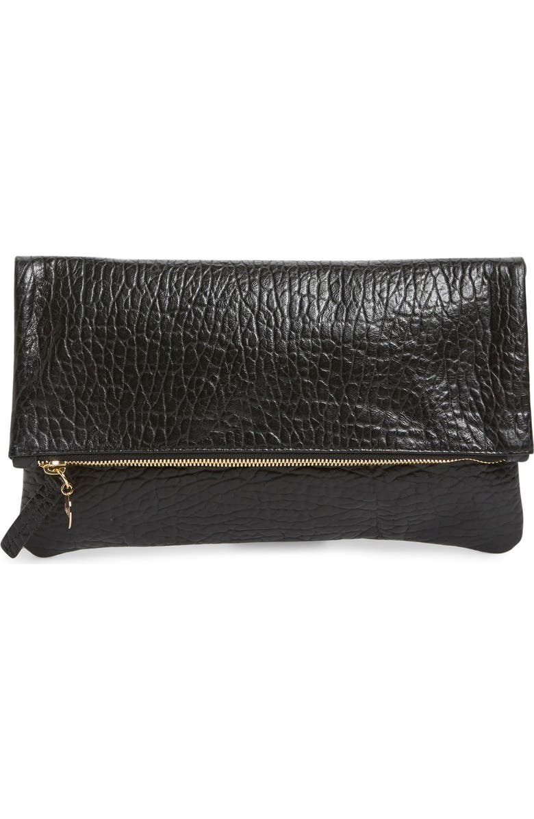 Clare V. Leather Foldover Clutch, Main, color,