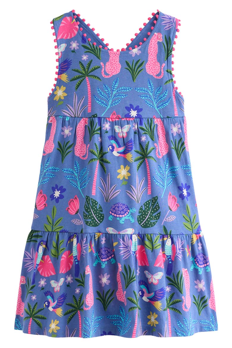 Kids' Cross Back Cotton Jersey Dress, Main, color, HARBOUR ANIMAL PALM