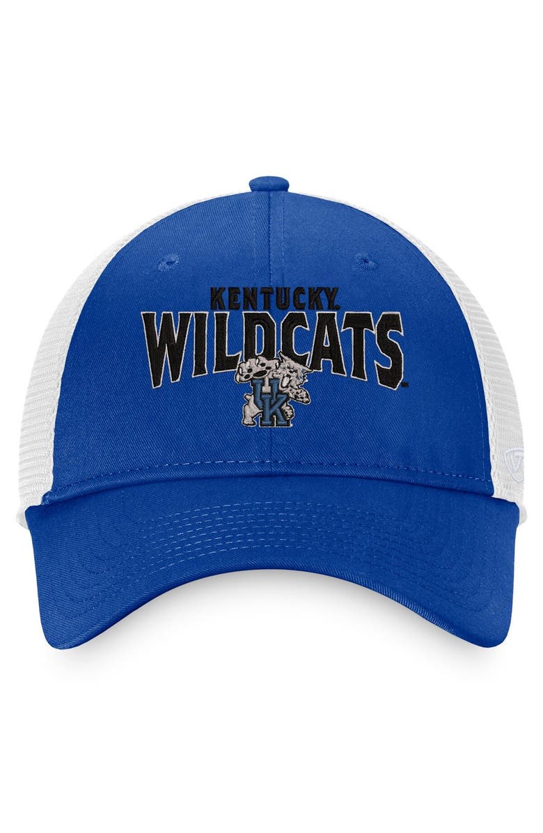 TOP OF THE WORLD Men's Top of the World Royal Kentucky Wildcats Breakout Trucker Snapback Hat, Alternate, color, 