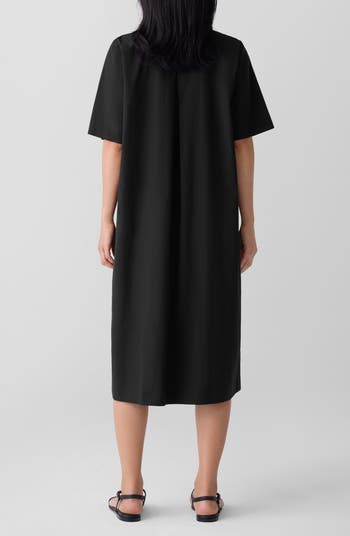 Eileen Fisher Classic Organic Cotton Poplin Midi Shirtdress
