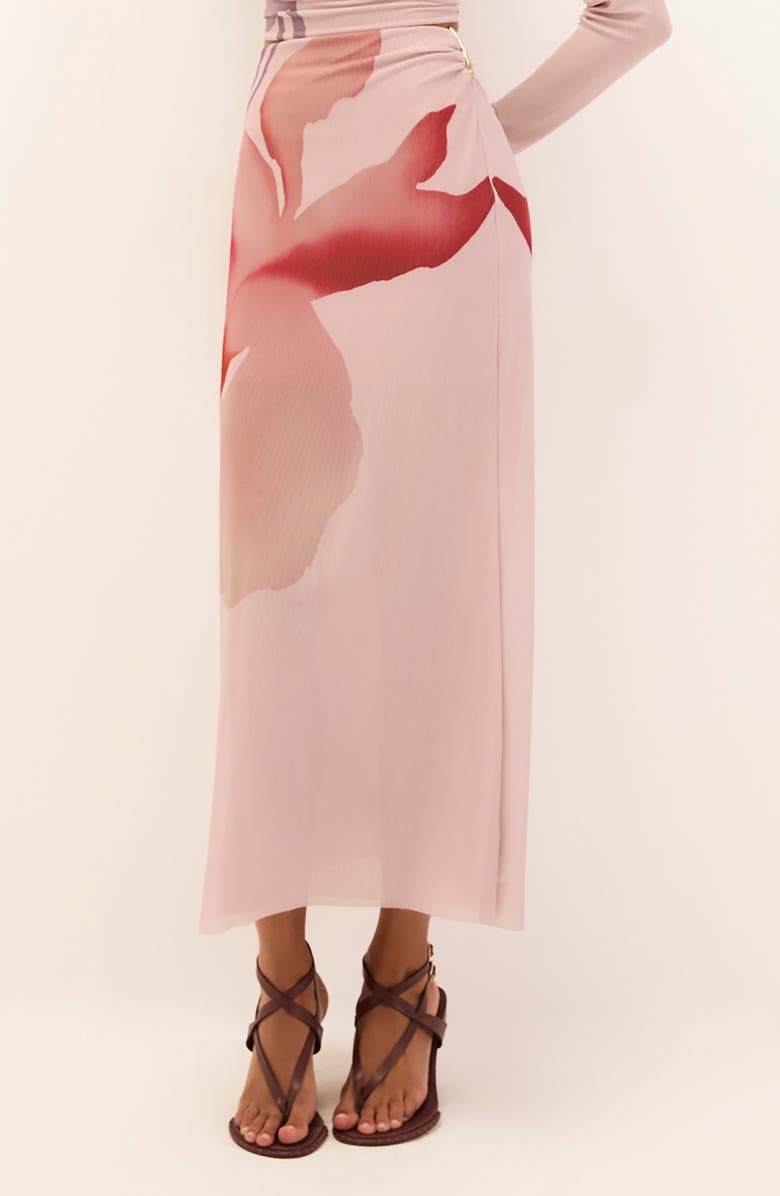 ViX Paula Hermanny Amira Floral Print Mesh Maxi Skirt, Main, color, Pink Multi