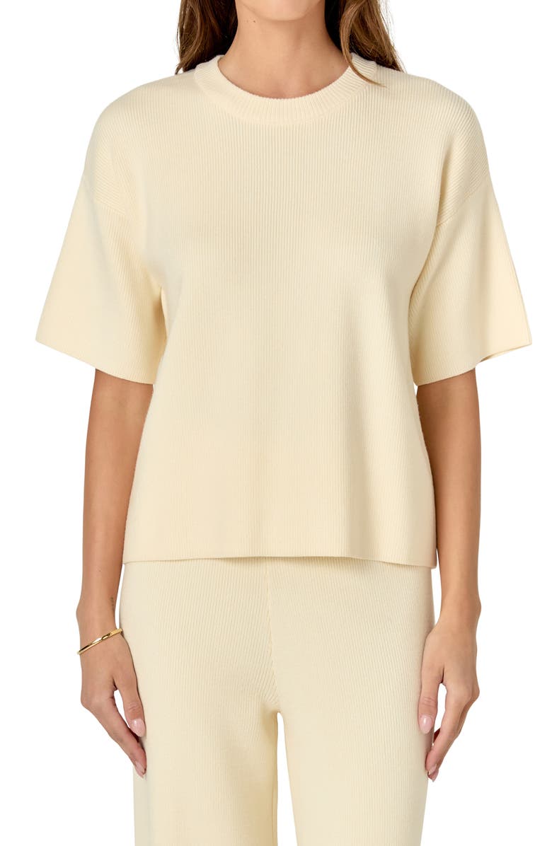 English Factory Rib Elbow Sleeve Sweater, Alternate, color,