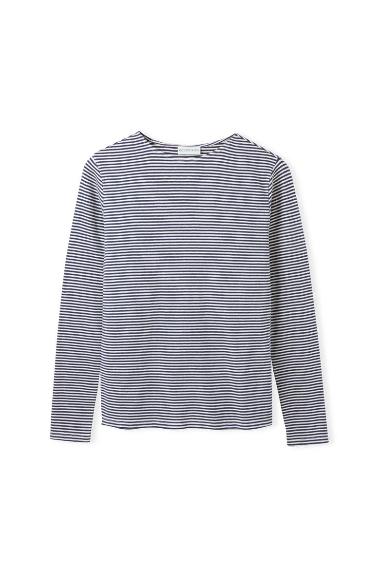 Cotton Striped Long Sleeve Top, Alternate, color, Dark Navy/ Chalk