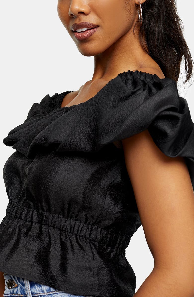 Topshop Textured Bardot Blouse, Alternate, color, 