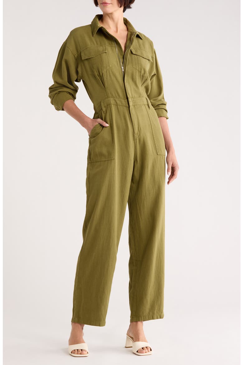 Oversize Long Sleeve Lite Jumpsuit, Main, color, MARTINI OLIVE002