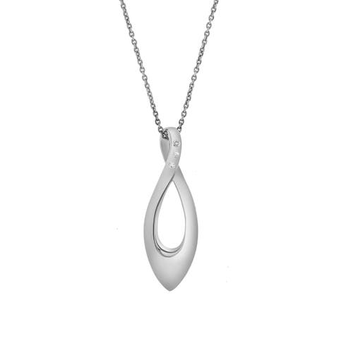 Liyana Sterling Silver 0.03 Ct Diamond Teardrop Twist Pendant