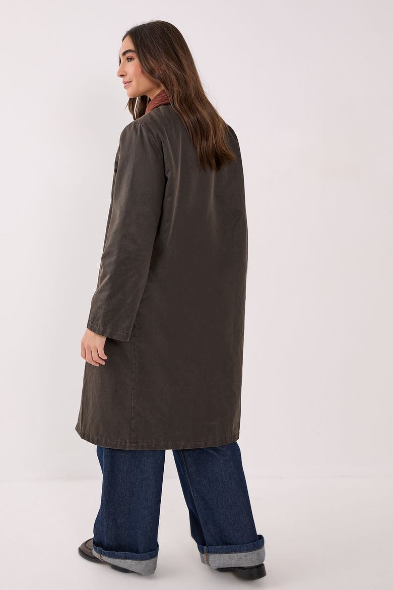 Longline Cord Collar Wax Effect Coat, Alternate, color, Brown