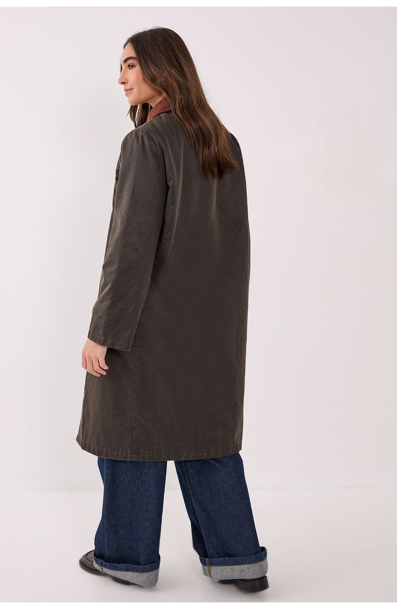 NASTY GAL Longline Cord Collar Wax Effect Coat, Alternate, color, Brown