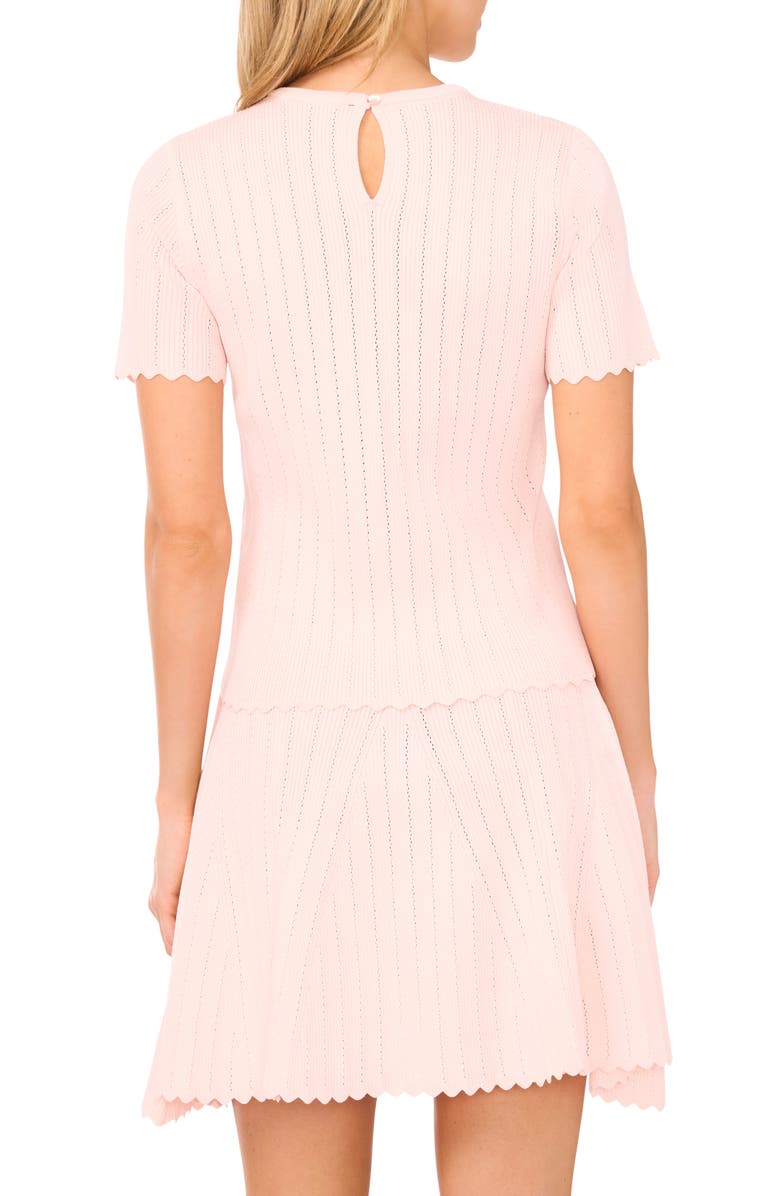 Ted Baker Rib Short Sleeve Sweater, Alternate, color, Pale Pink