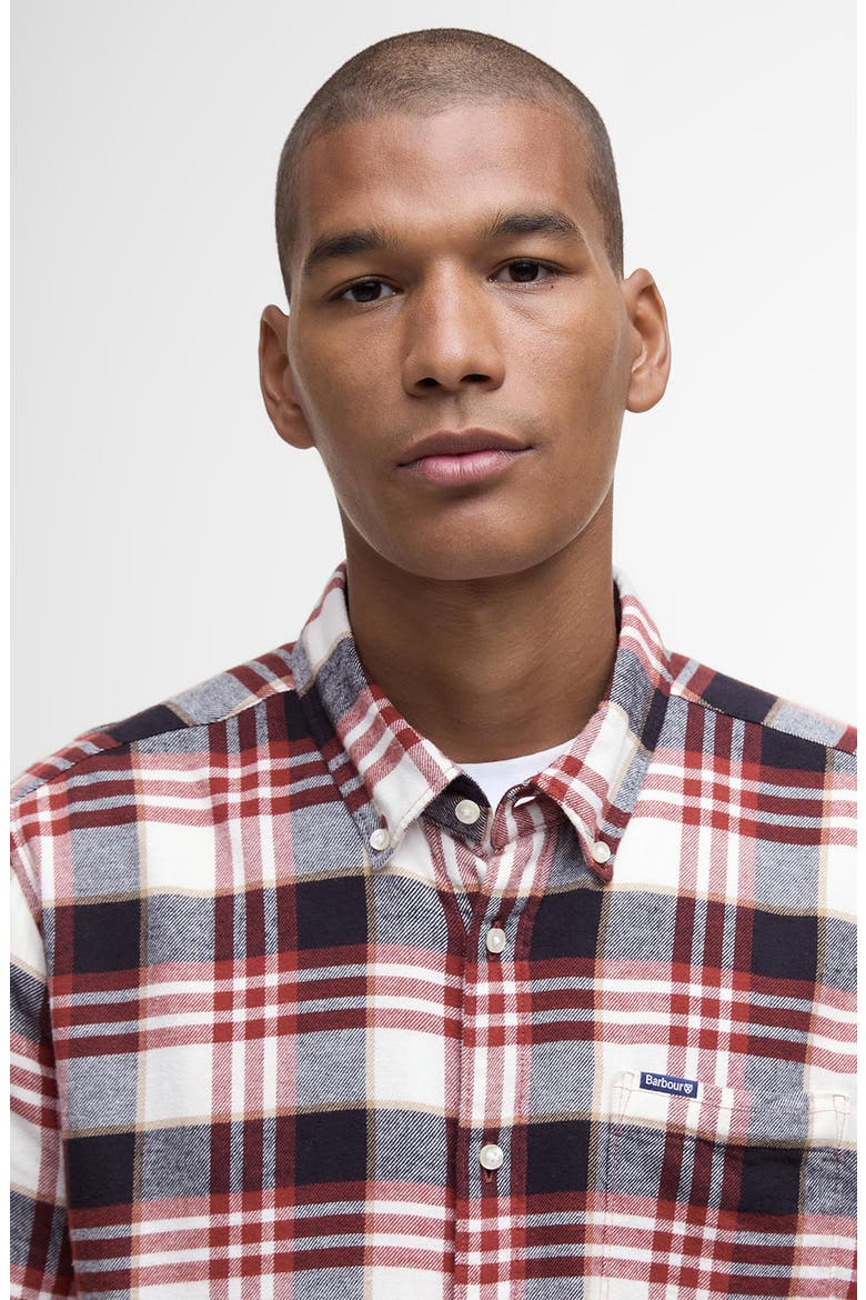 Fallbay Tailored Fit Check Button-Down Cotton Shirt, Alternate, color, FIRED BRICK