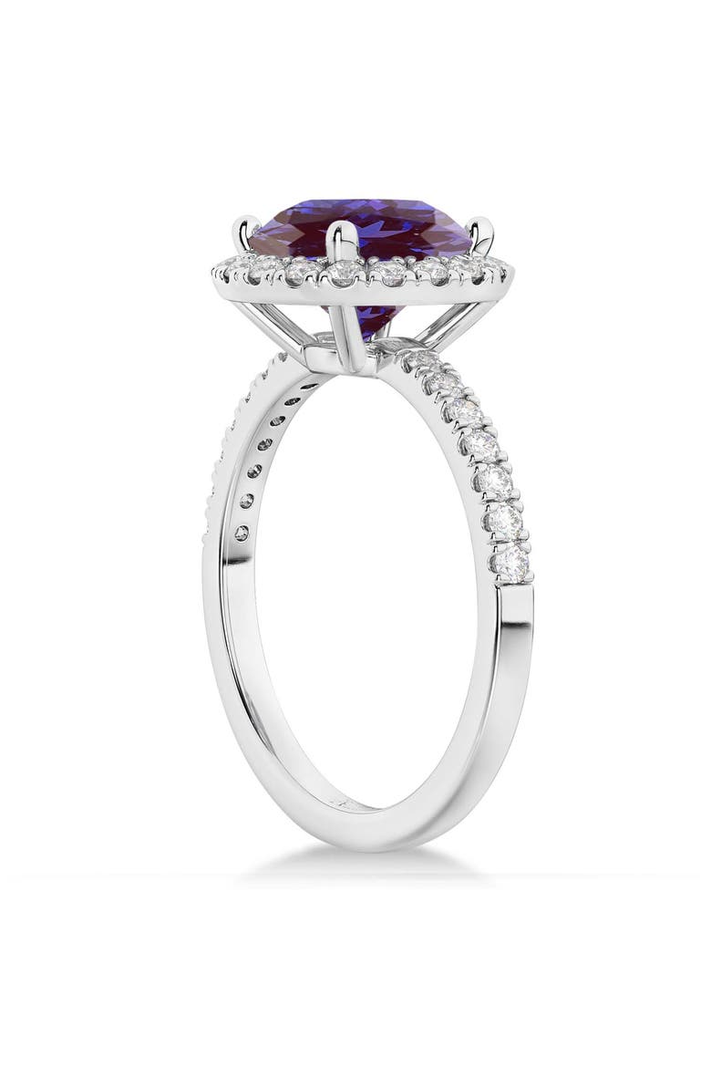 Halo Lab Alexandrite & Diamond Engagement Ring 14K, Alternate, color, 2.30ct/White Gold