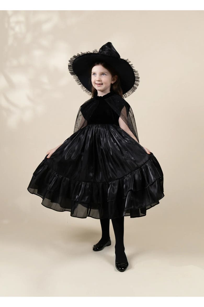 Witch Dress Play Costume with Hat, Main, color, Black